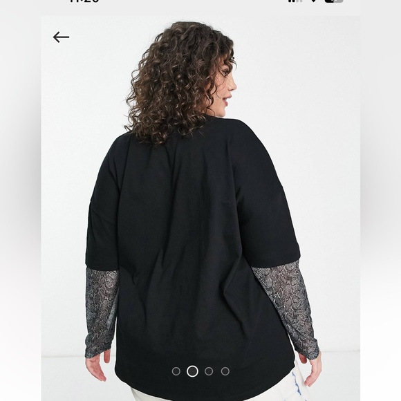 NWOT. GRAPHIC TEE. SHEER SLEEVES. - Picture 2 of 2